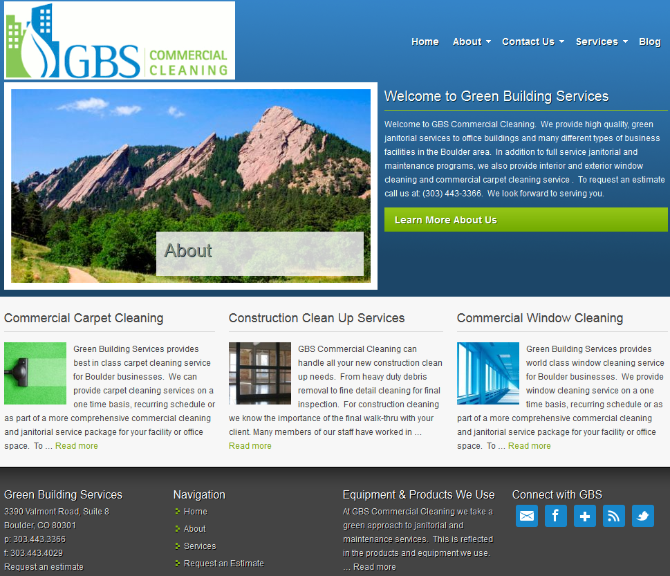 gbs commercial cleaning homepage screenshot